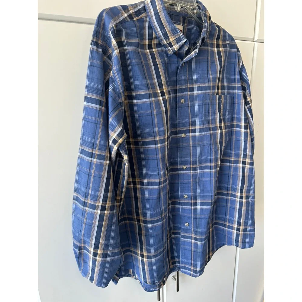 Wrangler‎ Rugged Wear Mens Blue Plaid Button Down Shirt XL RWL41MB